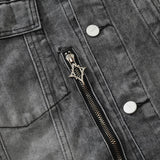 Men Denim Jacket Denim Coat Men's Clothing Spring and Autumn Loose Washed-out Distressed Jacket