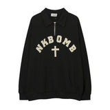 Men Hoodie Printed Sweater for Boys Spring and Autumn Half Zipper Casual