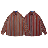 Men Long Sleeved T Shirt Vertical Striped Long Sleeve Shirt Outer Wear Men's Spring and Autumn Loose Casual