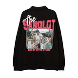 Men Hoodie Figure Printing Lapel Sweater Long Sleeve Pullover Polo Shirt Top Loose Casual