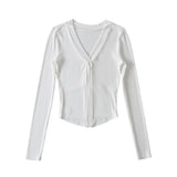 Women T-Shirt V-neck Long Sleeve Slim Bottoming Shirt Top T-shirt