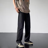 Men Sweatpants Summer Retro Ice Silk Leisure Pants Straight Loose
