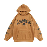 Men Hoodie Puff Print Cross Letter Hooded Sweater
