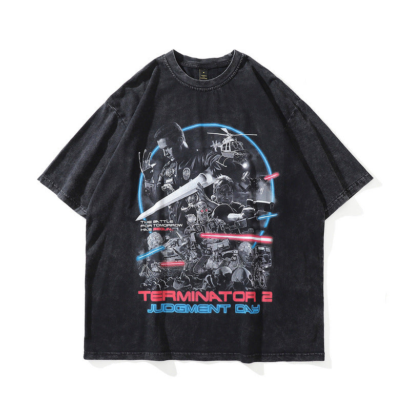 Men T Shirt Fashion Brand Vintage Printed T-shirt round Neck Short Sleeve Men and Women