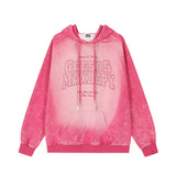 Men Hoodie Washed Old Spray Painting Printed Hoodie