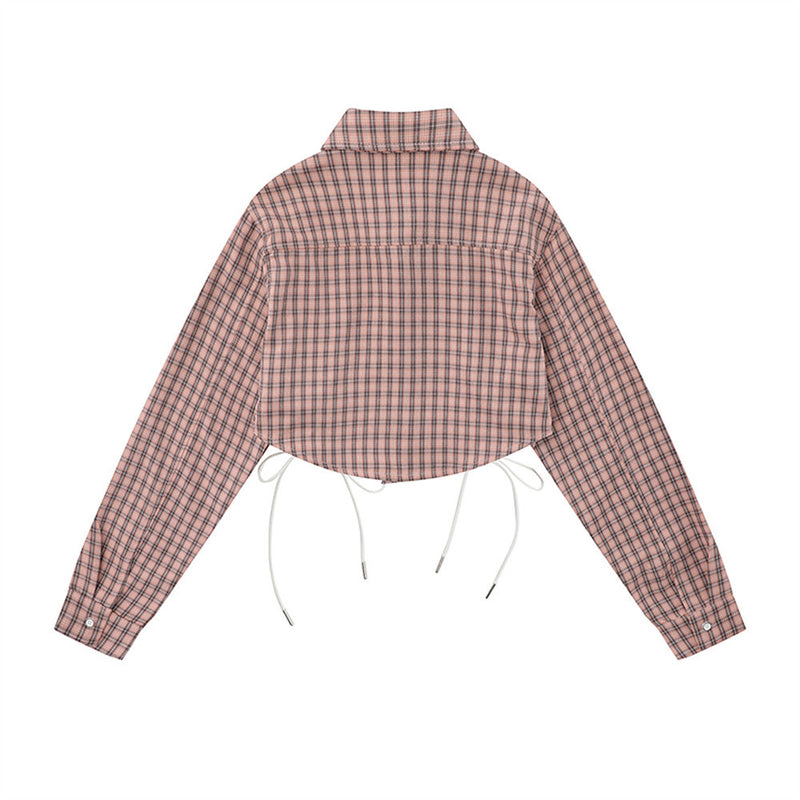 Women Long Sleeve Shirt Women's Plaid Long Sleeve Shirt Autumn Short Shirt