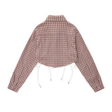 Women Long Sleeve Shirt Women's Plaid Long Sleeve Shirt Autumn Short Shirt