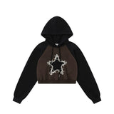 Women Hoodie Cropped Hoodie Girls Autumn Loose Long Sleeve