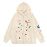 Men Hoodie Embroidered Sweater Coat Men's Spring and Autumn Loose Casual Long Sleeves