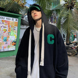 Men Hoodie Hong Kong Style Autumn Boys and Girls Hooded Loose Couple Coat