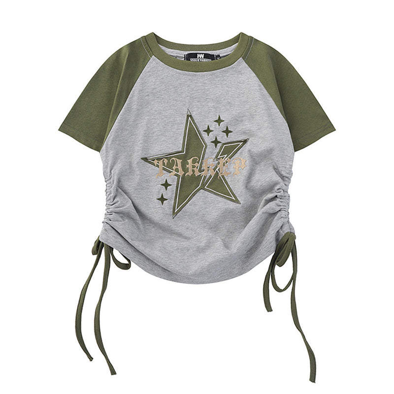 Women T-shirt Short T-shirt Girls Summer round Neck Short Sleeve