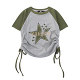 Women T-shirt Short T-shirt Girls Summer round Neck Short Sleeve