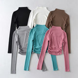 Women's T-shirt high-necked bottoming shirt women's autumn elastic T-shirt top