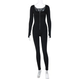 Women Jumpsuit Women's Winter Fashion Long-Sleeve Zipper Jumpsuit