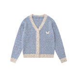 Women Sweater Color Matching Sweater Button Casual Long Sleeve