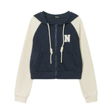 Women Hoodie Color Matching Cropped Hoodie Girls Autumn Leisure Sports