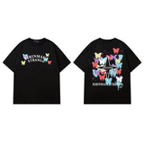 Men T Shirt Butterfly Print Short Sleeve Men's and Women's Loose Vintaget T-shirt