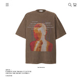 American vintage street T-shirt summer men's loose pure cotton