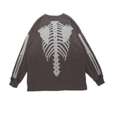 Men Hoodie Dark Style Skeleton Reflective Printed Sweater Men's Loose round Neck Long Sleeve