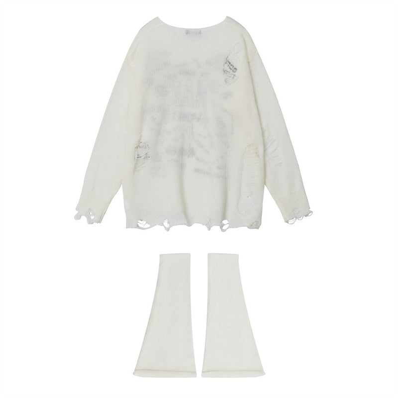 Women Sweater Distressed Knitwear High Street Letters Loose Autumn