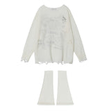 Women Sweater Distressed Knitwear High Street Letters Loose Autumn