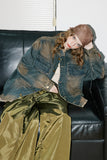 Unisex Jacket Autumn Ruffled Stand Collar Denim Jacket Women's Clothing