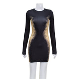 Women Desses Long Sleeve Slim-Fit Hip Skirt Temperament Dress
