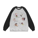 Men Hoodie Creative Fun Cartoon Printed Crew Neck Sweatshirt