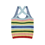 Women Vest Color Striped Vest Girls' Summer Short Letters Top