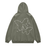 Men Hoodie Butterfly Printed Hoodie Men's Two-Way Zipper Cardigan Sweater Spring and Autumn
