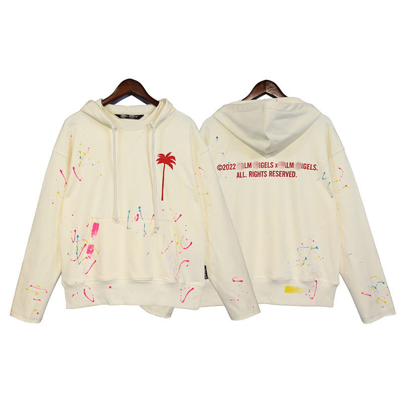 Palm Angle Hoodie Palm Angels Coconut Splash-Ink Letters Printed Hoodie Men and Women