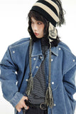 Unisex Jacket Autumn Removable Double Front Piece Denim