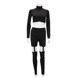 Women Co-Ord Set Women's Long-Sleeve Blouse Leggings Sports and Leisure