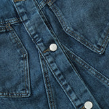 Men Denim Jacket Color Matching Men's Letter Embroidery Patchwork Denim Jacket
