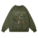 Men Hoodie Printed round Neck Long-Sleeved Sweater Men's Autumn and Winter Loose Sports Pullover