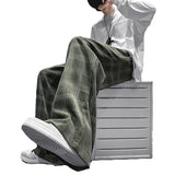 Men Sweatpants Corduroy Plaid Pants Men Spring-Autumn Wide-Leg Pants