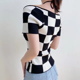 Women T-Shirt Summer Knitted Short-Sleeved T-shirt