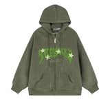 Men Hoodie Hooded Cardigan Sweater Men's Spring and Autumn Letter Towel
