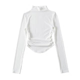 Women T-Shirt Slim Fit Turtleneck Ins Style Autumn Short Elastic Top for Women