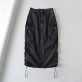 Women Skirt Retro Workwear Denim Long Skirts Female Spring and Autumn Skirt