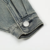Men Denim Jacket Hooded Denim Hoodie Coat Men's Washed and Worn Denim Jacket