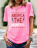 Women's Independence Day T Shirt Pattern Printed Short-Sleeved T-shirt