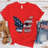 Women Independence Day T Shirt Crew Neck Short Sleeve T-shirt Top