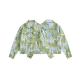 Unisex Jacket Autumn Vintage Tie-Dyed Denim Coat