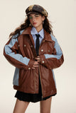 Unisex Jacket Winter Pu Stitching Cotton Jacket