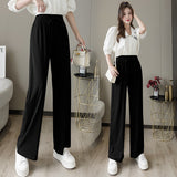 Palazzo Pants Casual Korean Style Loose Wide-Leg Pants for Students Drape Knit