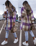Plaid Trench Coat Autumn and Winter Women's Checked Woolen Coat Coat