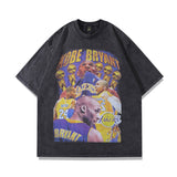 Men T Shirt Worn Looking Washed-out Star Character Printed Short Sleeve T-shirt Men and Women
