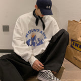 Men Hoodie Crew Neck Sweater Men Harajuku Style Loose Casual Print