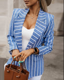 Plaid Trench Coat Print Blazer Collar Coat